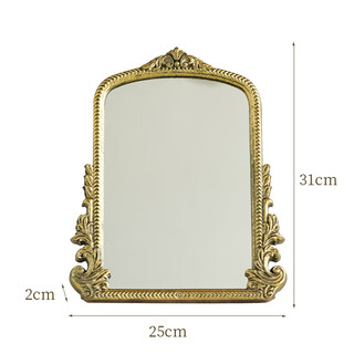 Antique desktop desktop cosmetic mirror french wall hanging decorative mirror carved mirror cosmetic mirror wooden desktop mirror antique gold