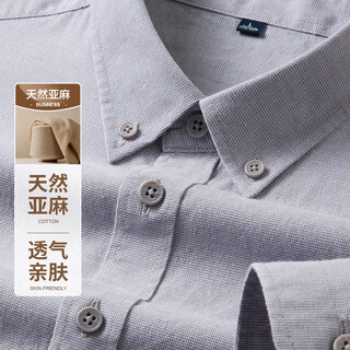Lotz natural linen & delicate texture business casual long-sleeved shirt middle-aged men solid color versatile workplace shirt