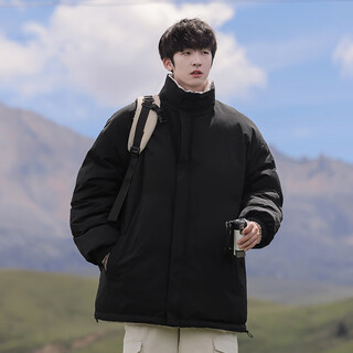 Vuug outdoor leisure sports stand collar winter cotton clothes men's warm cotton clothes trendy versatile jackets men black s