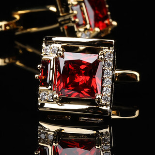 Fat donglai's same style cufflinks for men in high-end gift box french shirt cuff studs businessman cuff studs shirt button cuff square hollow red diamond cufflinks gift box