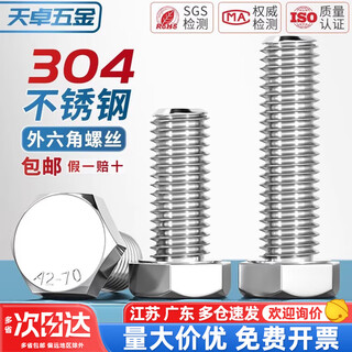 Tianzhuo hardware 304 stainless steel external hexagonal screws and bolts complete extension screw m3m4m5m6m8m10m12m16-m20 m8*25-10 only