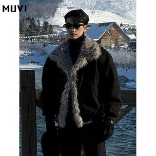 Muwei suede mountain carving cotton jacket for men 2025 autumn and winter new high quality thickened warm padded jacket american jacket black top quality xl recommended 130-150jin jin equals 0.5 kg