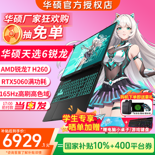 华硕天选6 国家补贴20% 16英寸电竞游戏本 笔记本电脑 锐龙7 H 260 /RTX5060/日蚀灰 16G内存/1T高速固态硬盘 16:10高刷高亮高色域