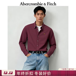 Abercrombie & Fitch【牛津衬衫】小麋鹿图案修身长袖衬衫25秋季男装125-5225 紫红色 M (180/100A)