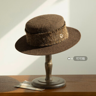 Siggi french retro flat hat new autumn and winter women's wool hat mixed color woolen fashion vacation travel cocoa adjustable (hat circumference 57cm)
