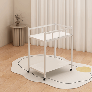Wrought iron changing table and crib, two-in-one baby bath and massage, one-in-one diaper changing, multi-functional care and touch table, white double-layer changing table without bed rails