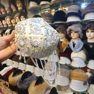 He jiagong xinjiang uygur hat new tassel ethnic women's handmade baotou beaded dance flower hat 3 years old 4 years old