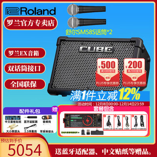 Roland speaker cube street ex guitar playing and singing outdoor live broadcast and internal recording portable roadshow stage performance audio ex speaker + shure sm58s microphone * 2 + lithium battery