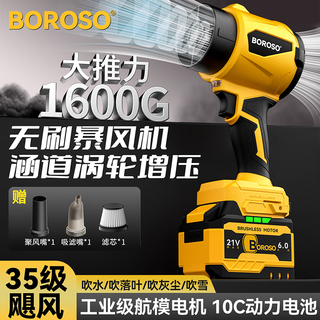 Violent turbo fan powerful hair dryer lithium electric hair fan machine dust removal water gun industrial grade blower hurricane turbo fan 1600g wind pressure 8.0ah 1 battery 1 charge brushless blowing and suction