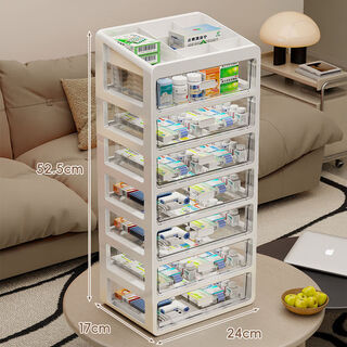 Yong huan drawer transparent large first aid medication storage box transparent white medium size 8 layers