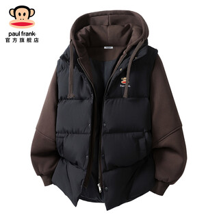 Paul frank american style hooded cotton jacket for men in winter, thickened and warm, casual couple's jacket, black and brown color 2xl