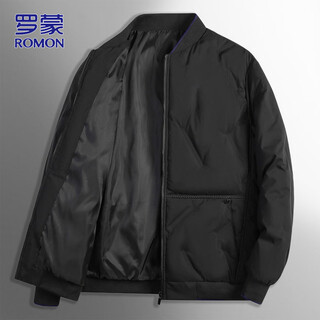 Romon cotton jacket men's winter short casual baseball collar jacket men's warm and cold-proof cotton clothes men's xl black