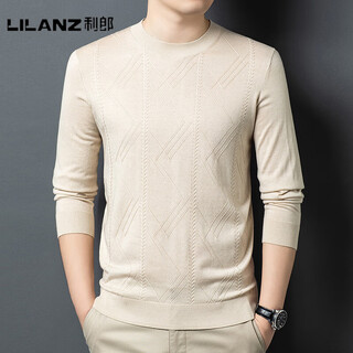 Lilanz official autumn and winter thickened woolen sweater for men, middle-aged solid color half turtleneck sweater, woolen sweater for men, beige - flagship model m 105 recommended weight 95-115jin jin is equal to 0.5 kg