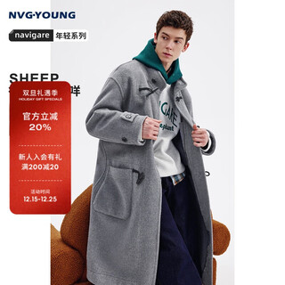 NVG·YOUNG意大利小帆秋冬季男士羊毛外套厚款保暖立领毛呢大衣长款过膝上衣