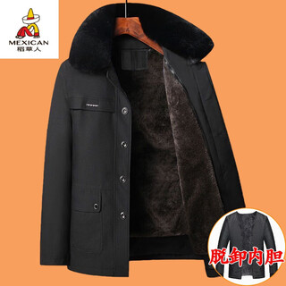 Scarecrow (mexican) cotton clothes for the elderly, buttoned cotton jacket for dad, 60 years old, grandpa, 70 years old, 80 years old, middle-aged and elderly people, velvet thickened winter jacket for men, black vertical pocket jacket 165/s