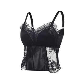 Tangerine satin silk big breasts showing small back beautiful mulberry silk sexy thin lace bra all-in-one suspender for women black m