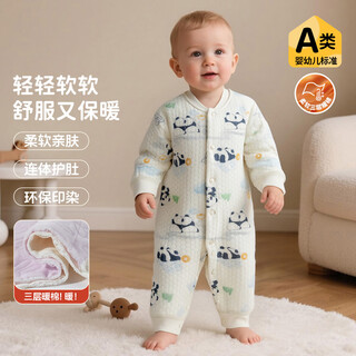 Beibeiyi children's clothing for boys and girls, warm quilted baby jumpsuits, 2025 autumn and winter new style, lucky panda 59cm (1-3 months)