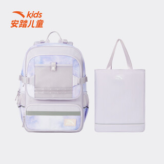 Anta children's schoolbags, men's and women's backpacks, spring new large-capacity shoulder bags with full printing, trendy backpacks with tutoring bags, purple/full printing-1 f