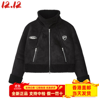 Fila autumn and winter filafusion fila trendy brand warm and trendy sports lamb velvet jacket for women, true black, true black-bk s