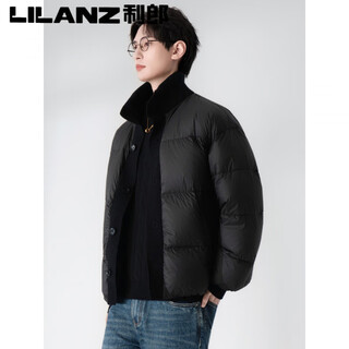 利郎冬季立领90白鸭绒羽绒服男短款2025年新款加厚高级感痞帅防寒外套 黑色(针织领) 2025升级款 M 110-130斤/165CM-170CM