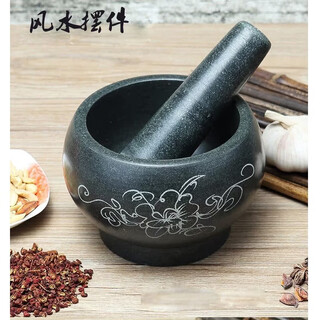 Yingtang stone mortar, crushed pepper, garlic jar, household bluestone grinder, handmade stone pair, large bowl grinder, maximum outer diameter 12cm