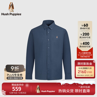 Hush puppies soft and comfortable men's 2025 spring and autumn new lightweight plaid long-sleeved shirt yuan qinglan l