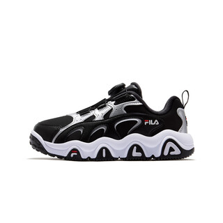 Fila kids heritage-fht leopard claw 2 breathable lightweight shock absorbing low top basketball shoes black/white children black/fila white 42
