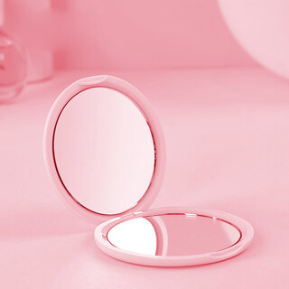 Fat donglai same style makeup mirror portable mini double-sided small round mirror magnifying makeup mirror portable mirror mini makeup folding portable mirror travel lipstick girl model white x3
