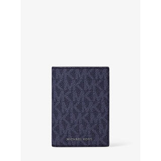 Michael kors men's card holder id window design internal compartment non-slip lining coated canvas dress blues one size