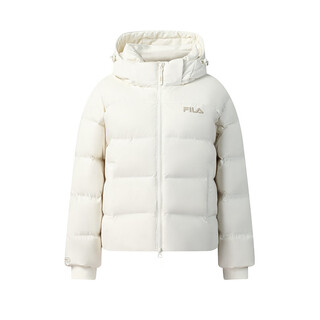 斐乐（FILA）ORIGINALE RGB多彩  简约纯色休闲百搭保暖连帽暖和女羽绒服 甜乳白 S