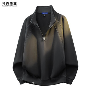 Mark fairwhale hong kong style retro casual half-zip sweatshirt for men 2025 winter new loose comfortable trendy brand handsome top gray velvet thickened m recommended 100-125jin jin equals 0.5 kg