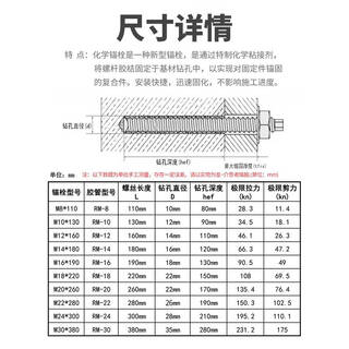Yonghuan chemical bolt 8.8 grade chemical anchor chemical expansion screw extension 810121416182024 5.8 grade m10*130 (1 set)