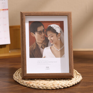 Dried flower specimen hollow three-dimensional empty frame setting table solid wood texture 5-inch 6a4 picture frame walnut color small 12-inch interior 20.3*30.5cm placement-three-dimensional center