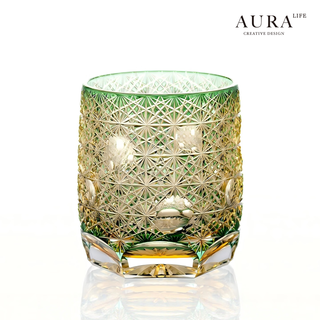 Aura life new product limited edition lanzoa edo kiriko colored rock crystal glass whiskey cup foreign wine cup lanzao original color limited edition gift box 330ml 1 piece