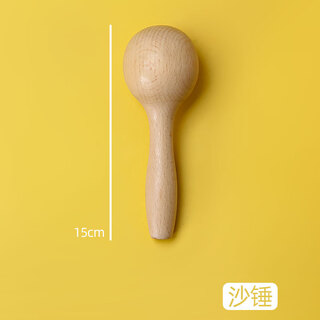 山头林村木制婴幼儿纪念玩具安抚宝宝可爱猪可爱兔摇铃婴幼儿乐器六件套 沙锤