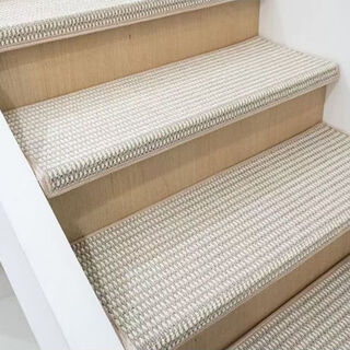 Fantasy simple imitation linen indoor home silent wooden stair mat glue-free self-adhesive carpet entry step anti-slip ladder customization 26x85 self-priming anti-slip hemming paving one step price light beige gray