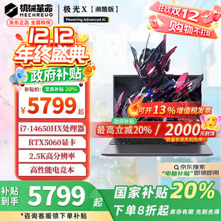 机械革命极光X pro潮玩版国家2025【补贴20%】16英寸酷睿i7HX电竞游戏本 满功耗5070/5060学生笔记本电脑 i7-14650HX丨5060丨1T+16G 灰 【需要升级加装可以联系客