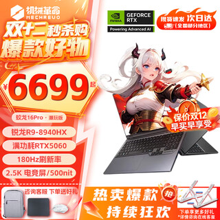 机械革命蛟龙16Pro游戏本 2025新款新旗舰锐龙R9HX处理器 满血RTX5060/5070 畅玩3A电竞设计办公笔记本电脑 旗舰十六核R9HX/5060满血/180Hz 升级推荐：16G内存+1