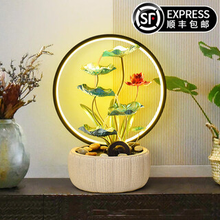 Tiantongtai water fountain feng shui wheel lucky decoration living room office desktop tv cabinet circulating water landscape housewarming gift ye yelian sheng with light circle (with water wheel)