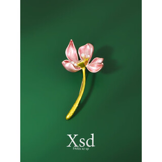 Quamer gold store model love lotus pink lotus brooch women's high-end exquisite oil drop flower chinese style corsage western pink