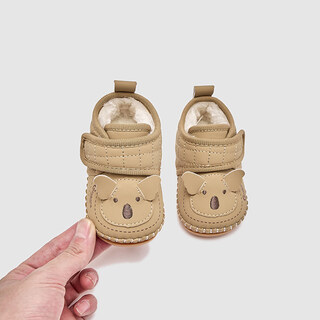 基诺浦（ginoble）冬季婴儿学步鞋0-1岁新生儿卡通软底加绒学步鞋男女宝宝步前鞋子9 卡其色 52806M 13