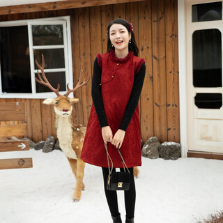 Buenpu new chinese style warm cotton clothing autumn and winter 2025 new mother and daughter new year clothes vest skirt vest vest skirt (cotton clothes) 42-2xl