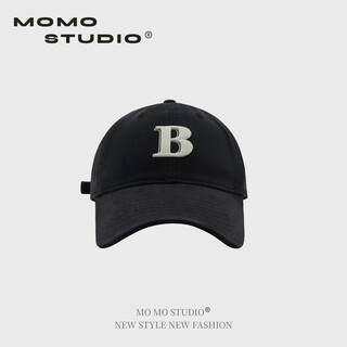 Trendy brand b letter embroidered high-quality baseball cap for men and women, korean version, fashionable and versatile duck cap, small face, black, adjustable (54-60cm)