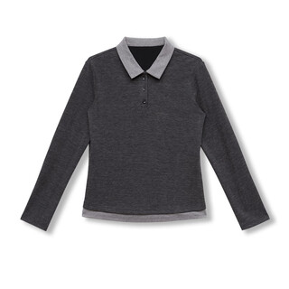 Mayya plus contrast color lapel fake two-piece velvet sweater women's autumn and winter layer layer top gray l