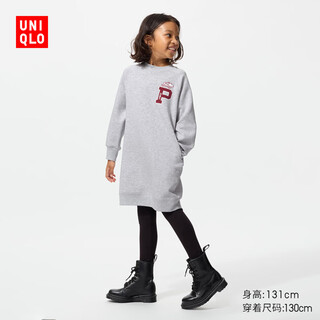 Uniqlo children's clothing girls ut peanuts quick-drying sports dress long-sleeved sweatshirt skirt 484439 03 gray 160