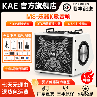 Kae-m8 outdoor karaoke live broadcast roadshow musical instrument audio electric blowpipe guitar saxophone live singing live broadcast internal recording box m8 white tiger head 330w high power + gift package