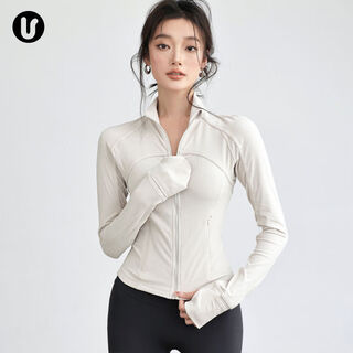 Lulu yoga jacket women's slim new tight suit autumn and winter sports running and cycling long-sleeved fitness clothing top pearlescent white s s reference 80-95jin jin equals 0.5 kg