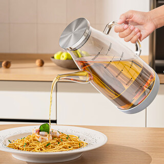 Four seasons muge (micoe) glass oil pot, leak-proof oil bottle, kitchen household oil-free high borosilicate food grade pour-over dual-use glass oil bottle, thickened 800ml, one pack