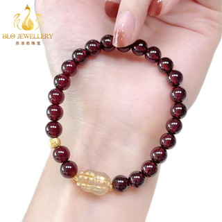 Bailuoqi wine red garnet bracelet single circle buddha beads jewelry blonde crystal pixiu crystal zodiac year bracelet garnet 8mm