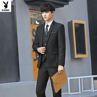Suit suit men's business professional wear suit work graduation photo groom wedding dress jacket 1 button black single suit s s